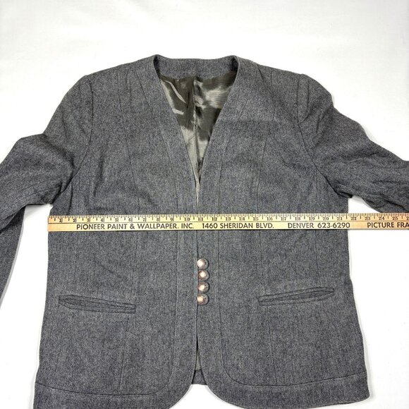 VTG Norgail LTD New York Gray 100% Wool Collarless Blazer Sport Coat Womens L - Picture 5 of 11